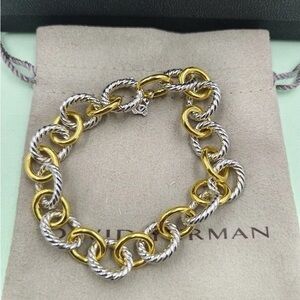 David Yurman Two-Tone Gold and Silver Round Link Bracelet